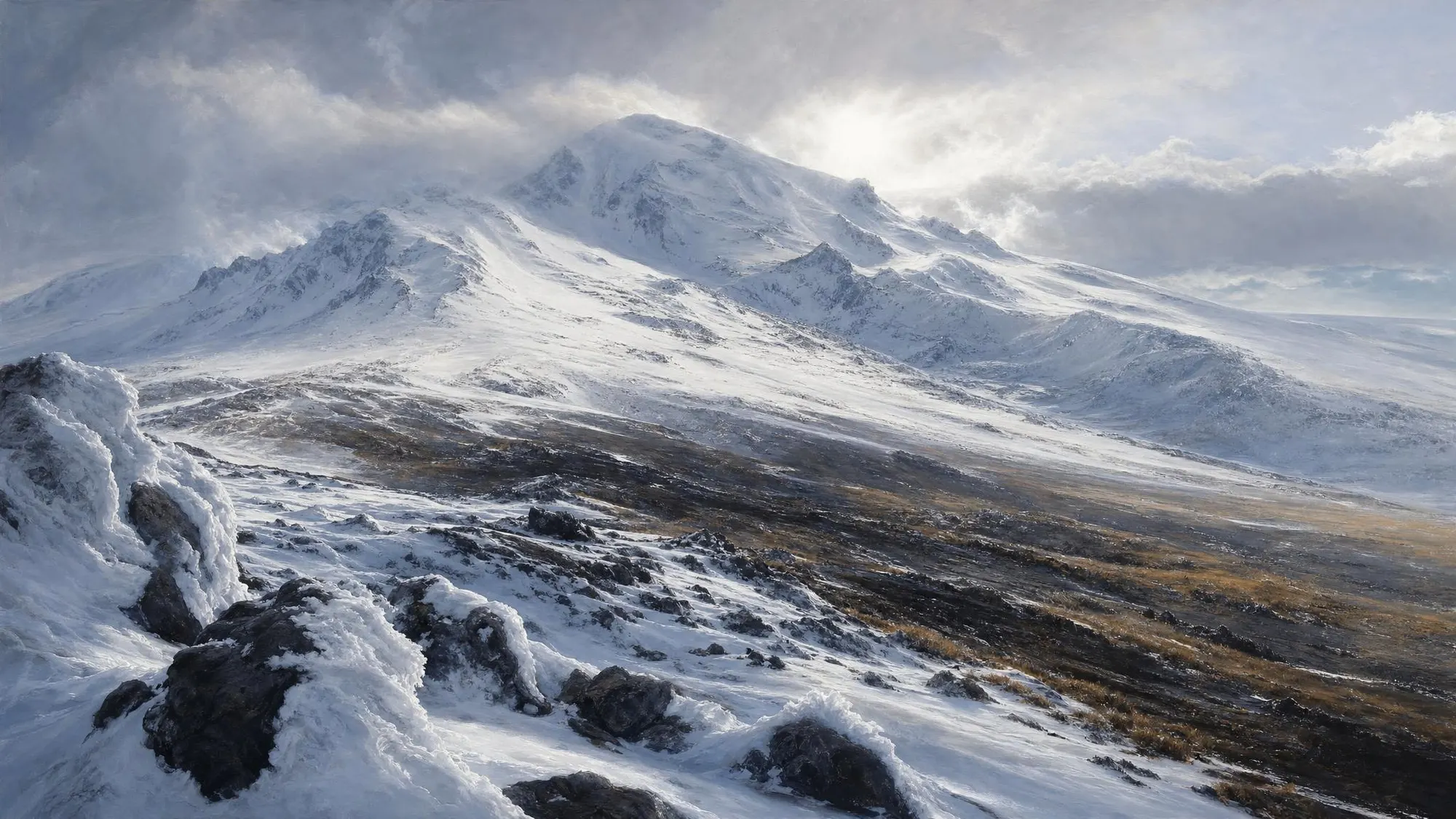 Painting of Ruapehu in winter
